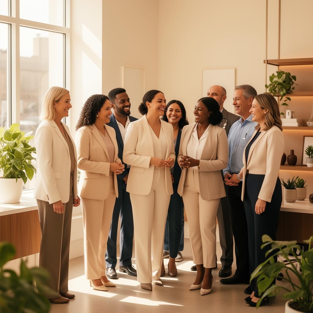 The Sara's Haven team โ diverse counselors and leadership in a warm, modern office